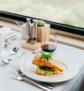 Delicious salmon served on Rocky Mountaineer