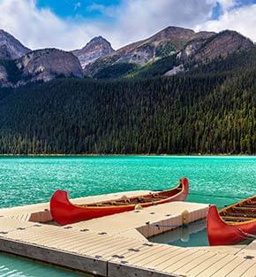canoes at Lake Louise