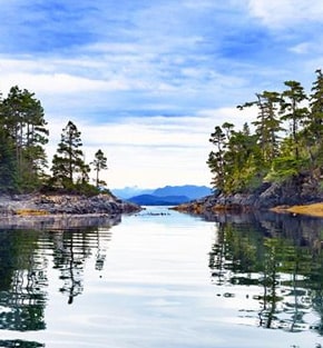 Small islands on the Pacific Coast of Canada